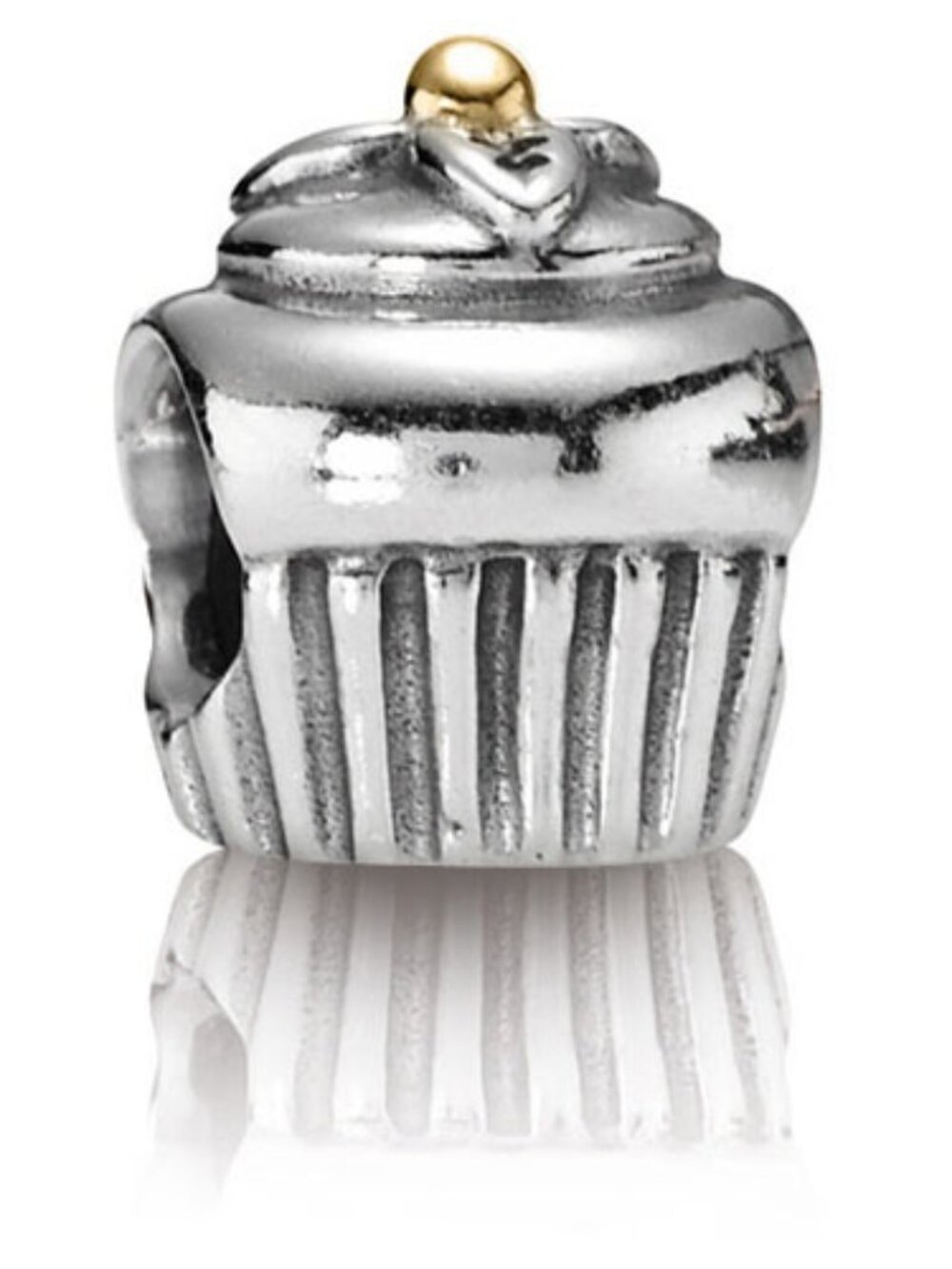 PANDORA Cupcake Charm Authentic Sterling Silver 14K Gold Food Celebrations